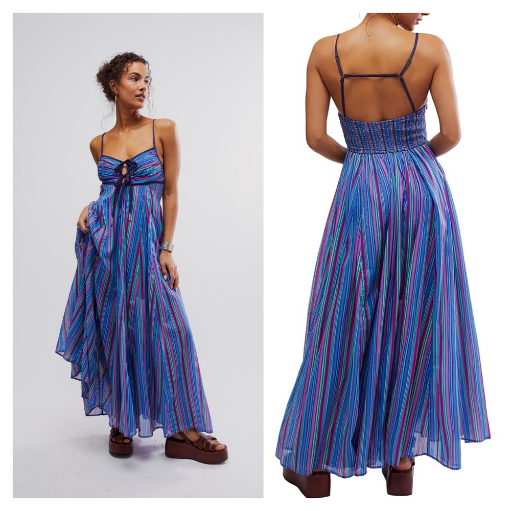 Free People Dream Weaver Striped Maxi Dress XL